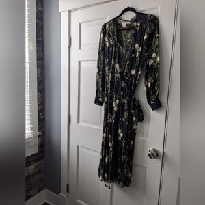 Reformation Black and Green Floral Dress